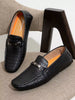 SHOESMALL Men's Metal Decor Black Casual Loafers Crocodile Printed Slip On Shoes  Penny Leisure Round Toe Flat Shoes For Outdoor Manfinity Unisex