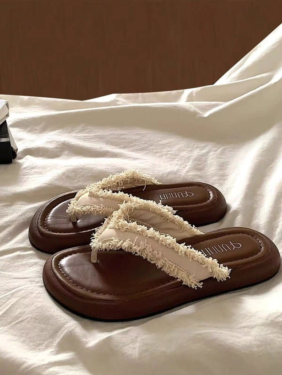 2025 Summer New Flip Flops For Women, Fashionable Thong Sandals, Flat Casual Beach Slippers